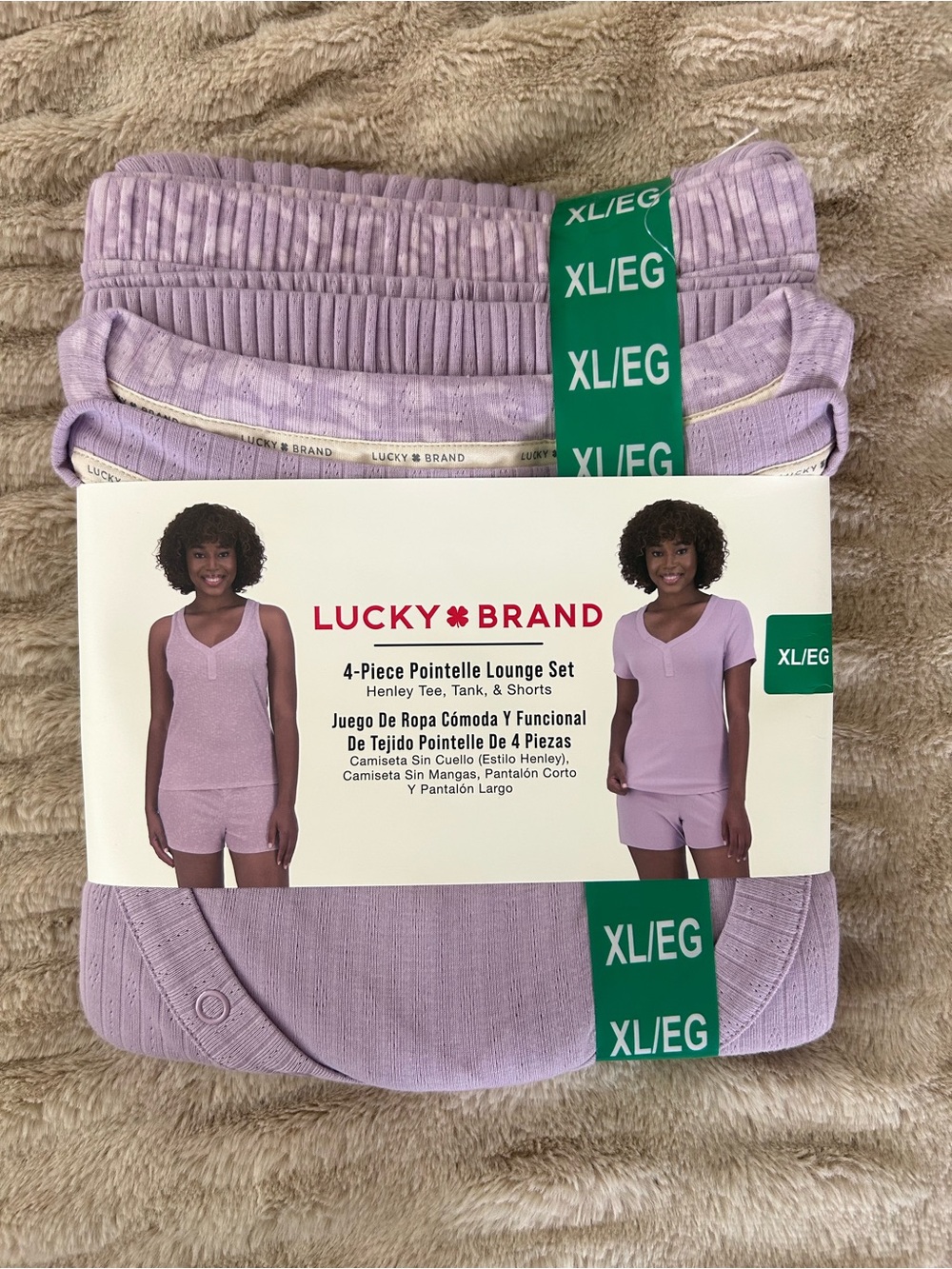 Lucky Brand 4-Piece Pointelle Lounge Set - Lavender